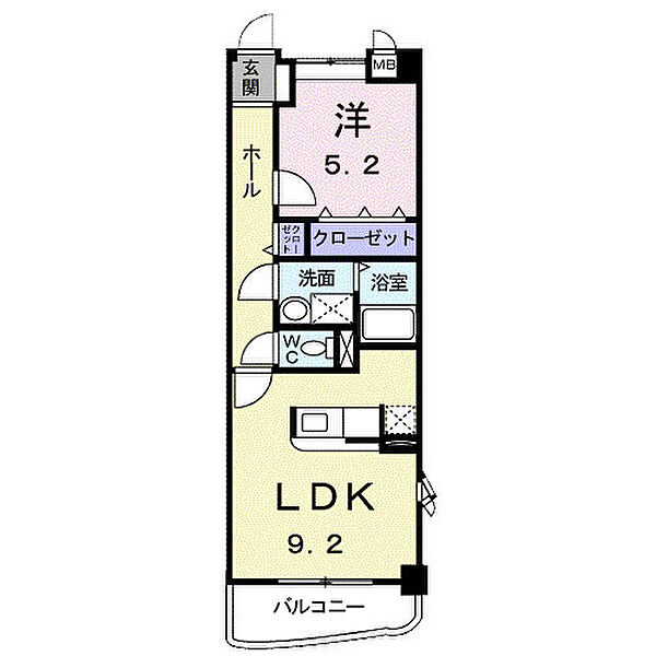 メゾン　アウローラ ｜広島県福山市山手町6丁目(賃貸マンション1LDK・2階・42.38㎡)の写真 その2