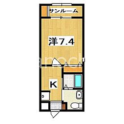 オレンジコート 1Kの間取図画像