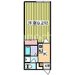 レガーリデルソーレ 1Kの間取図画像