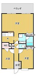 パインズマンションクロトーネ銚子 2LDKの間取図画像
