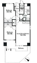 ロワールマンションピュアやよい坂 2LDKの間取図画像