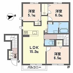 シャーメゾン　チーロ 2階3LDKの間取り