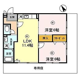 ＢＬＯＯＭ花見田　II 1階2LDKの間取り