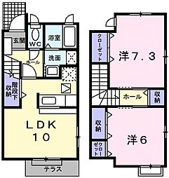 ラ・ペッシェＳ 1階2LDKの間取り