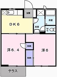 シャルマン101 2DKの間取図画像