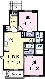 アルメールM 2LDKの間取図画像