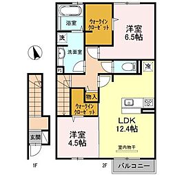 アクタス五軒屋 2LDKの間取図画像