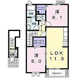 パラッツォエレガンテ 2LDKの間取図画像