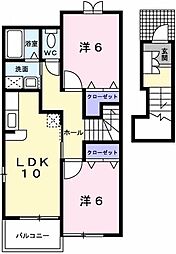 ブルーメ野里B 2LDKの間取図画像