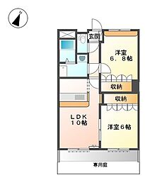 プランドール 2LDKの間取図画像