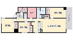 キャッスルコート飾磨弐番館 3SLDKの間取図画像