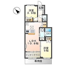 セイクレストA 2LDKの間取図画像