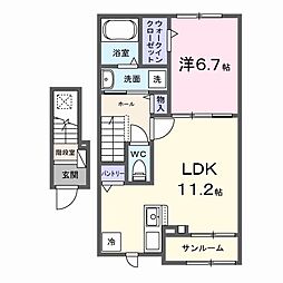 グラムス レビン 1LDKの間取図画像