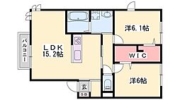グランレーヴ壱番館 2LDKの間取図画像