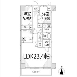 キャッスルコート東辻井 2LDKの間取図画像