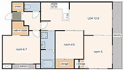 プレステージ姫路サザンコンフォート 3LDKの間取図画像