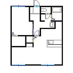 モア・レビュートハイツ前田C棟 1LDKの間取図画像