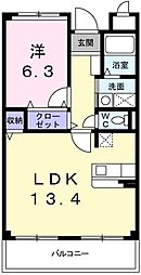 メゾン・ジェルメM 1LDKの間取図画像