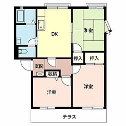 アネックス御立C棟 3DKの間取図画像