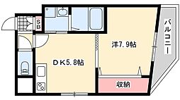 三共ヒルズ 1DKの間取図画像