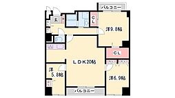 グランドビュー島本 3LDKの間取図画像