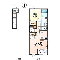 コーラルコート 1LDKの間取図画像