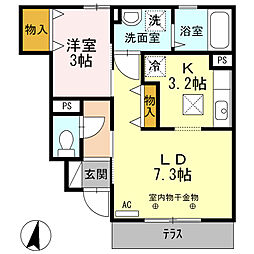 ウィット英賀保 1LDKの間取図画像