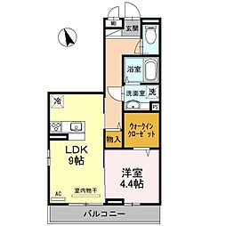 カーサクレア神屋町 1LDKの間取図画像