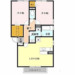 リビングタウン古坂壱番館B棟 2LDKの間取図画像