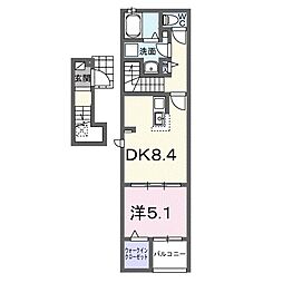 プラシード 1DKの間取図画像