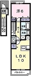 エクセラン則直3 1LDKの間取図画像