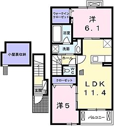 プロムナード弐番館 2LDKの間取図画像
