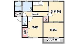 アムール正條B棟 2DKの間取図画像