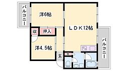 インタービレッジ網干駅前 2LDKの間取図画像