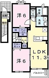 パジェール・トロワA棟 2LDKの間取図画像