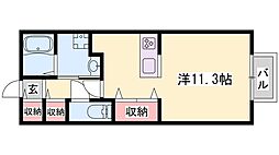 ルシエルB 1Kの間取図画像