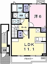 ドミールディオン2 1LDKの間取図画像