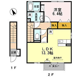 ブロッサム 1LDKの間取図画像