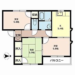 ザックス英賀保C棟 3Kの間取図画像