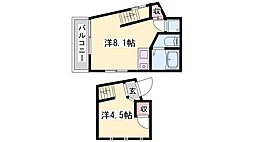ベルフラワー岡町 1Kの間取図画像