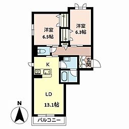 HooperHouse 2LDKの間取図画像