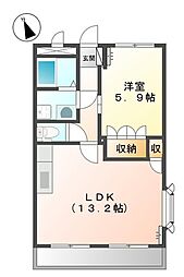 アベニール・細江 1LDKの間取図画像