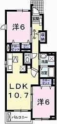 パッソ神田2 2LDKの間取図画像