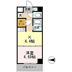 土井ハイツ北条口 1DKの間取図画像