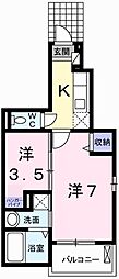 セシールカツハラB 1SKの間取図画像