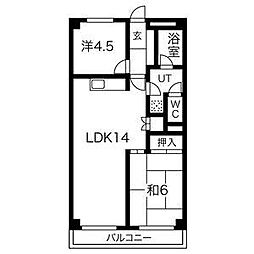 ハイツ野田 2LDKの間取図画像