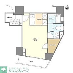 JR横浜線 町田駅 徒歩8分の賃貸マンション 8階ワンルームの間取り