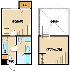 小田急小田原線 相模大野駅 徒歩15分の賃貸アパート 1階1Kの間取り