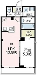 コーポ安岡 1LDKの間取図画像
