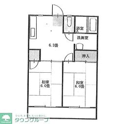 タウンコート三ッ境 2DKの間取図画像